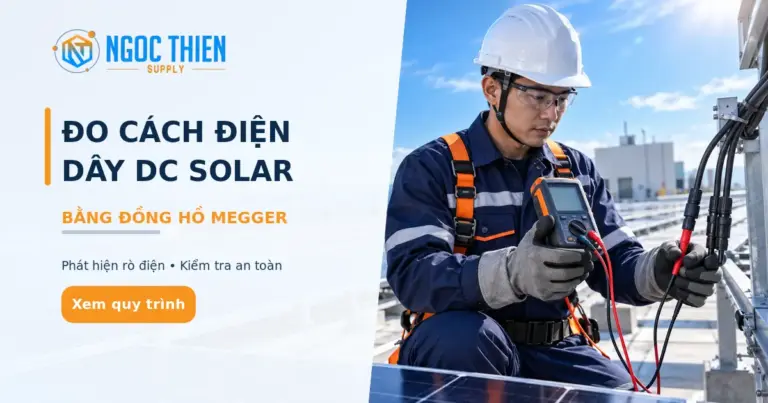 Đo cách điện dây DC solar bằng đồng hồ Megger