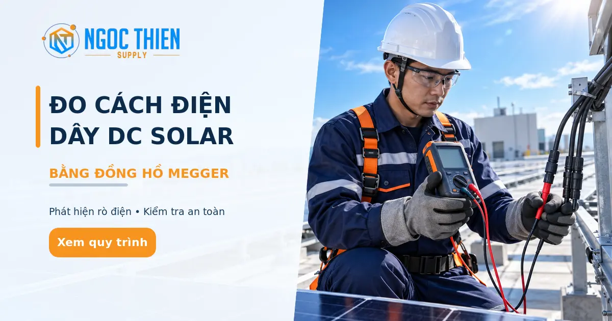Đo cách điện dây DC solar bằng đồng hồ Megger