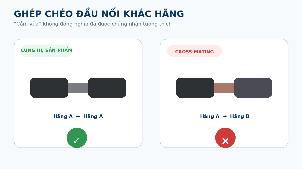 Ghép chéo đầu nối MC4 khác hãng có thể làm mất tính tương thích đã chứng nhận