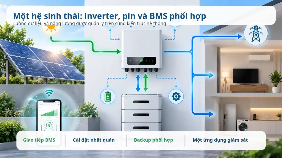 Hệ sinh thái đồng bộ inverter pin BMS và giám sát