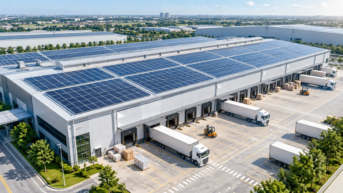Mái kho logistics lớn lắp điện mặt trời