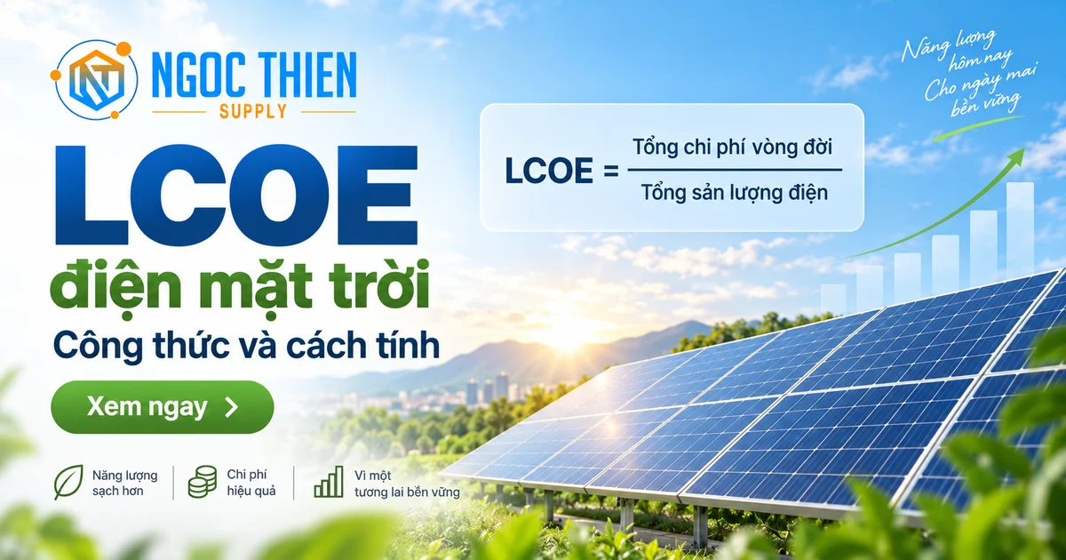 Ảnh đại diện chủ đề LCOE điện mặt trời với công thức tính và hệ thống pin mặt trời