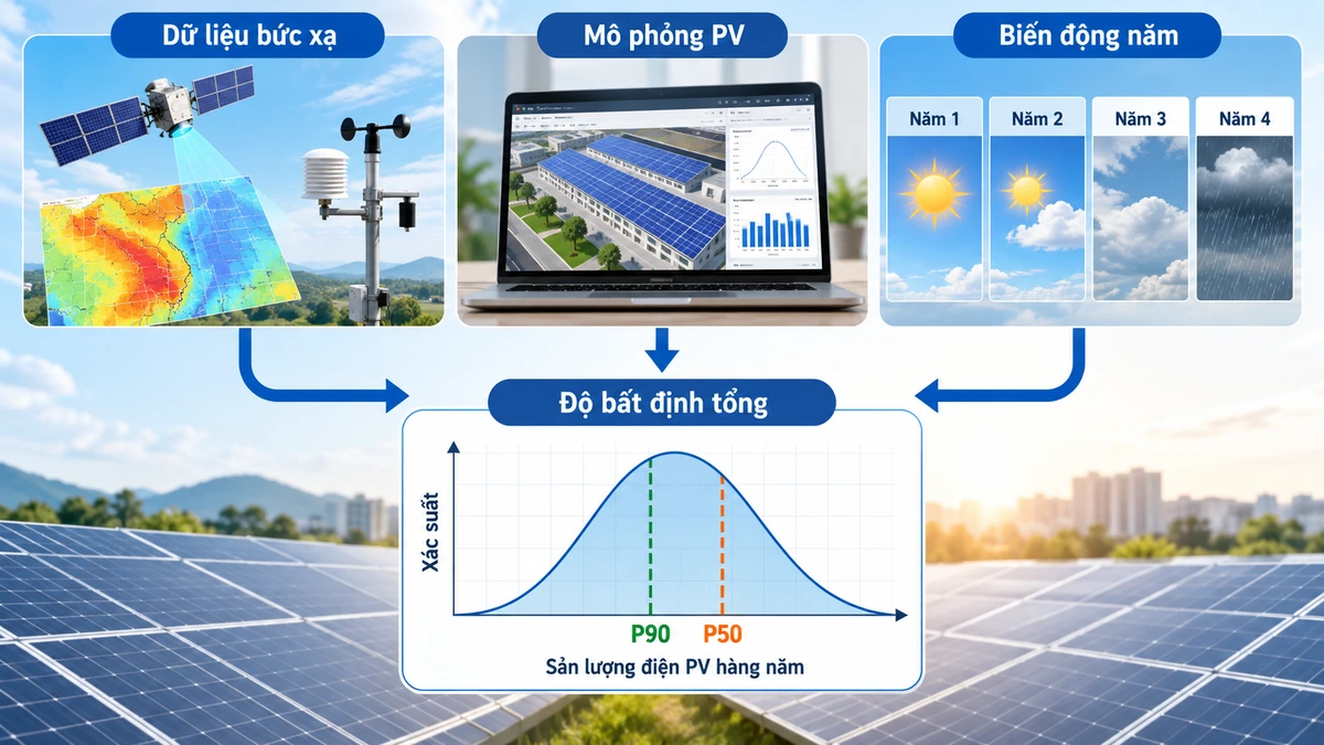 Nguồn bất định ảnh hưởng P50 P90 điện mặt trời