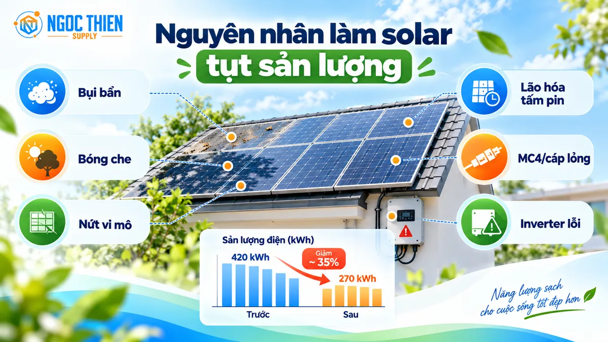 Nguyên nhân khiến hệ thống solar tụt sản lượng