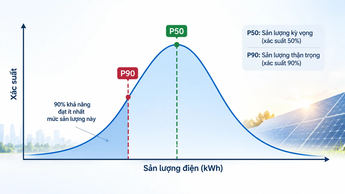 Đường cong xác suất P50 P90 điện mặt trời