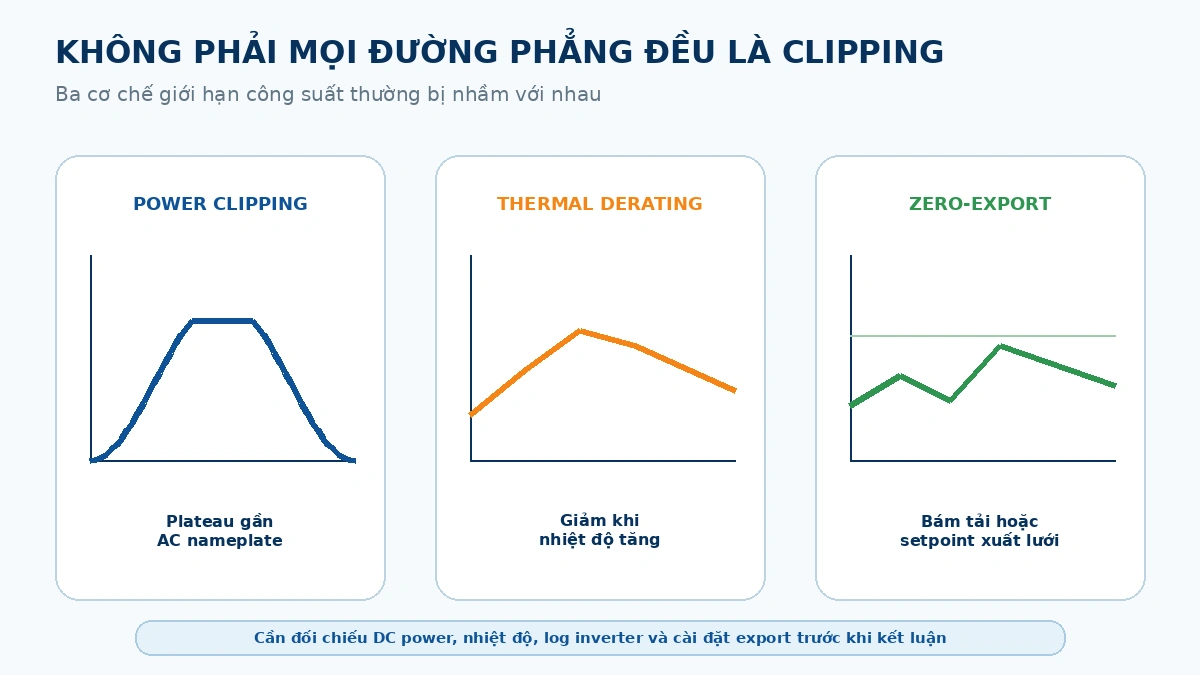 Phân biệt inverter clipping, thermal derating và zero export