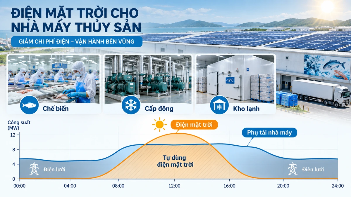 Biểu đồ phụ tải nhà máy thủy sản và điện mặt trời tự dùng