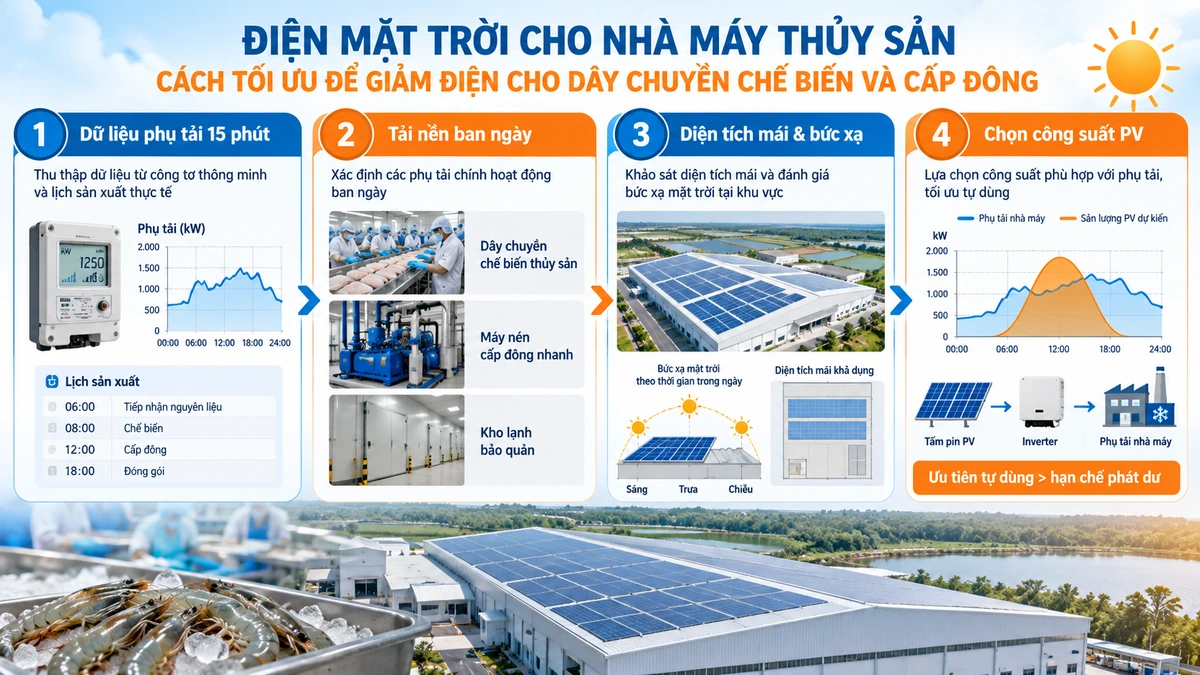 Quy trình chọn công suất điện mặt trời cho nhà máy thủy sản