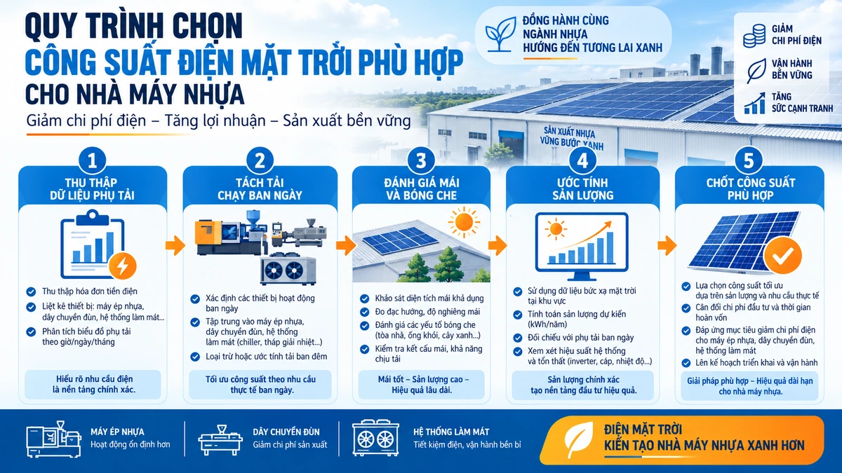 Quy trình chọn công suất điện mặt trời cho nhà máy nhựa