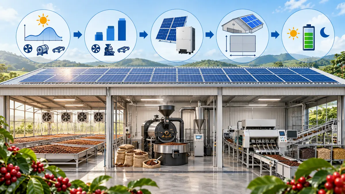 Quy trình chọn công suất điện mặt trời cho xưởng cà phê