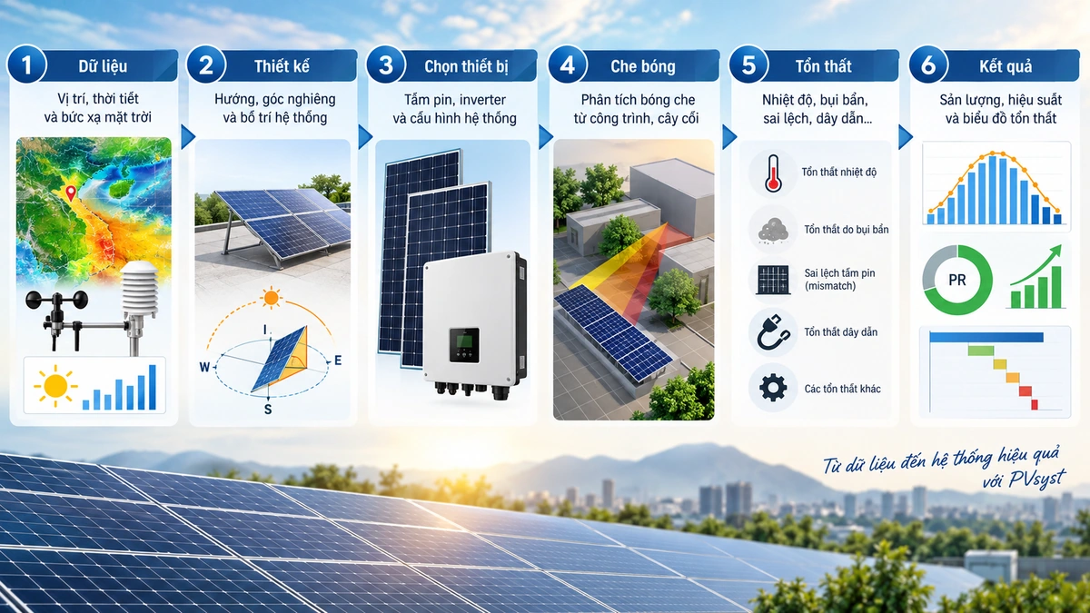 Quy trình mô phỏng PVsyst từ dữ liệu đến kết quả