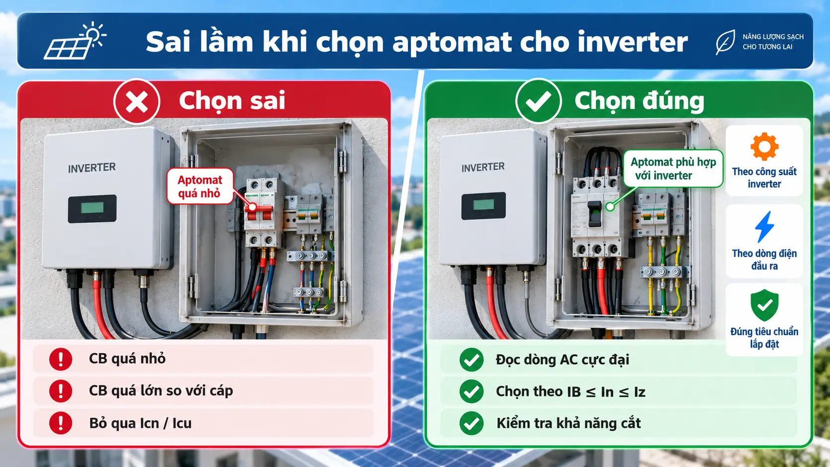 Sai lầm khi chọn aptomat cho inverter solar