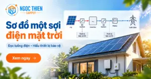 Sơ đồ một sợi điện mặt trời và luồng điện từ PV đến lưới