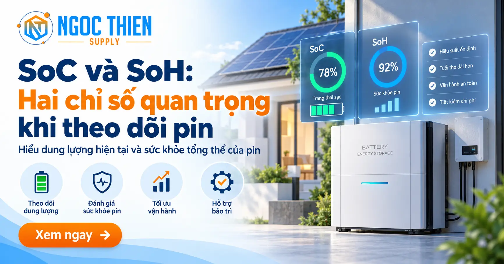 SoC và SoH của pin lưu trữ điện mặt trời