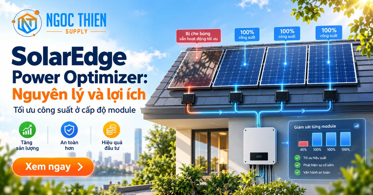 Ảnh đại diện SolarEdge Power Optimizer trên mái nhà với tối ưu ở cấp độ module
